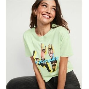 NWOT Women's TLC No Scrubs Graphic Crop Top Tee in Light Green